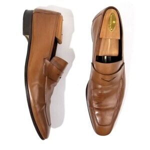 MEZLAN Ginza Calfskin Leather Classic Penny Loafer Dress Shoes Brown Old Money
